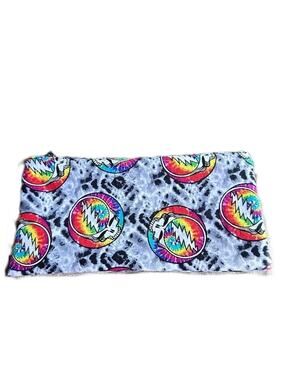 Grateful Dead lightning bolt zipper Rainbow cosmetic bag tie dye cotton